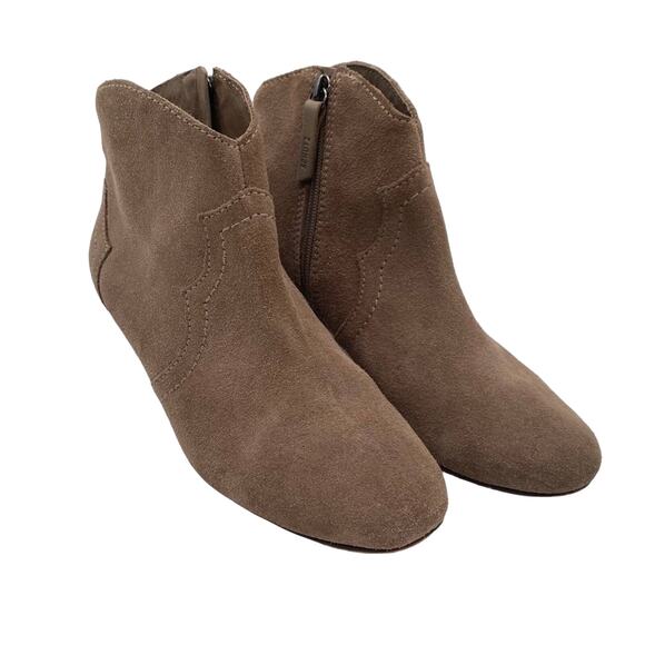 Schutz Abiha Closed Toe Ankle Boot Taupe Tan Side Zip Size 6.5B Bootie Suede - Picture 2 of 10